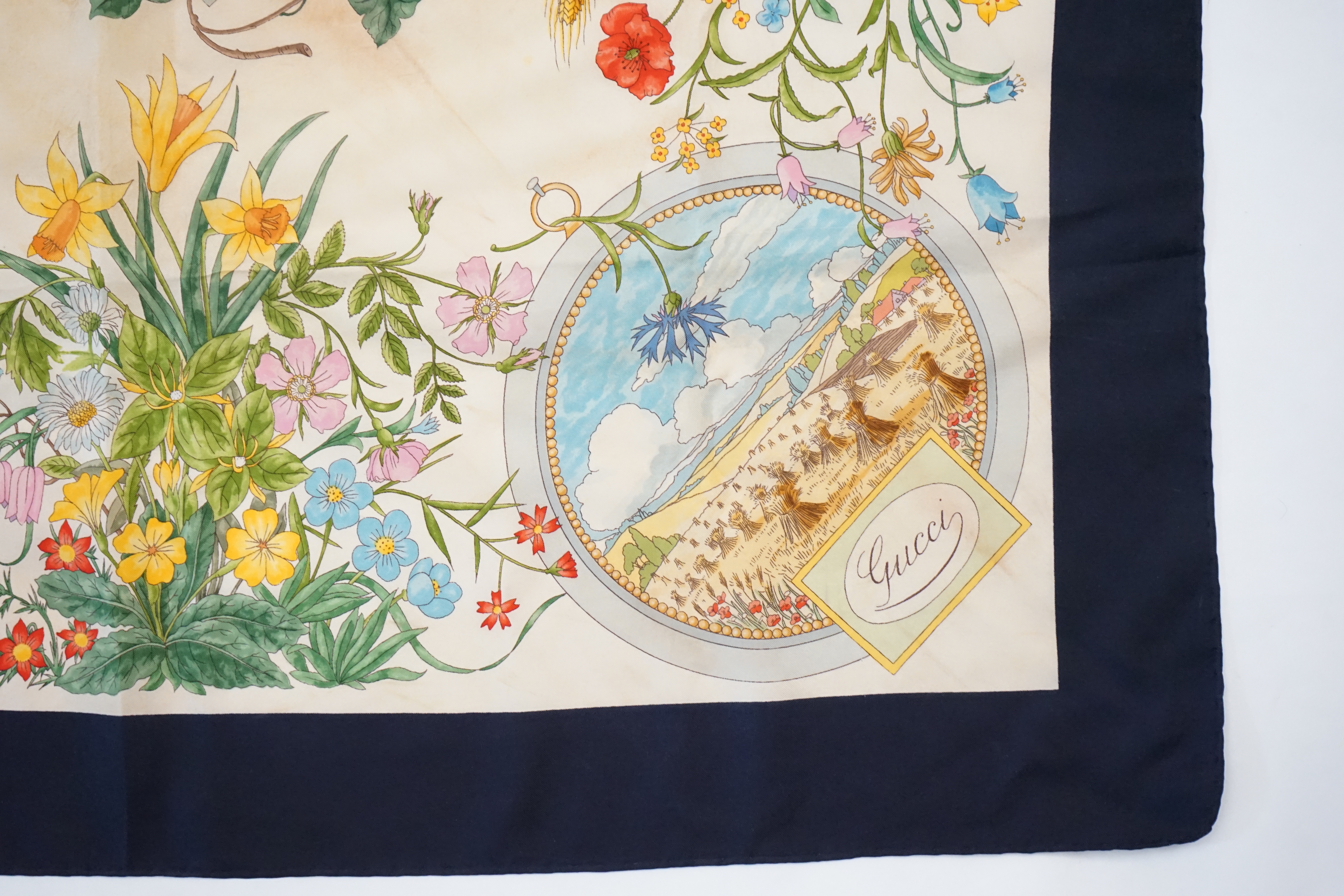 A Gucci Vittorio Accornero silk scarf, 84cm x 86cm